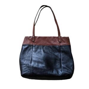 Brighton Klee Leather Shoulder Bag in Black and Brandy